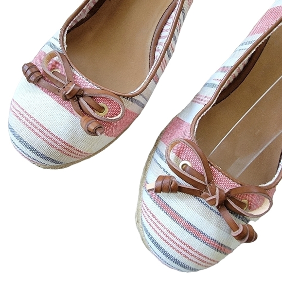 G.h. Bass & Co. Red/Blue Striped Canvas Sling Back Espadrilles 8.5 - Picture 3 of 8